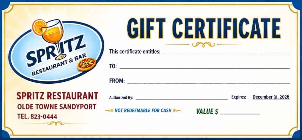 Spritz gift certificate